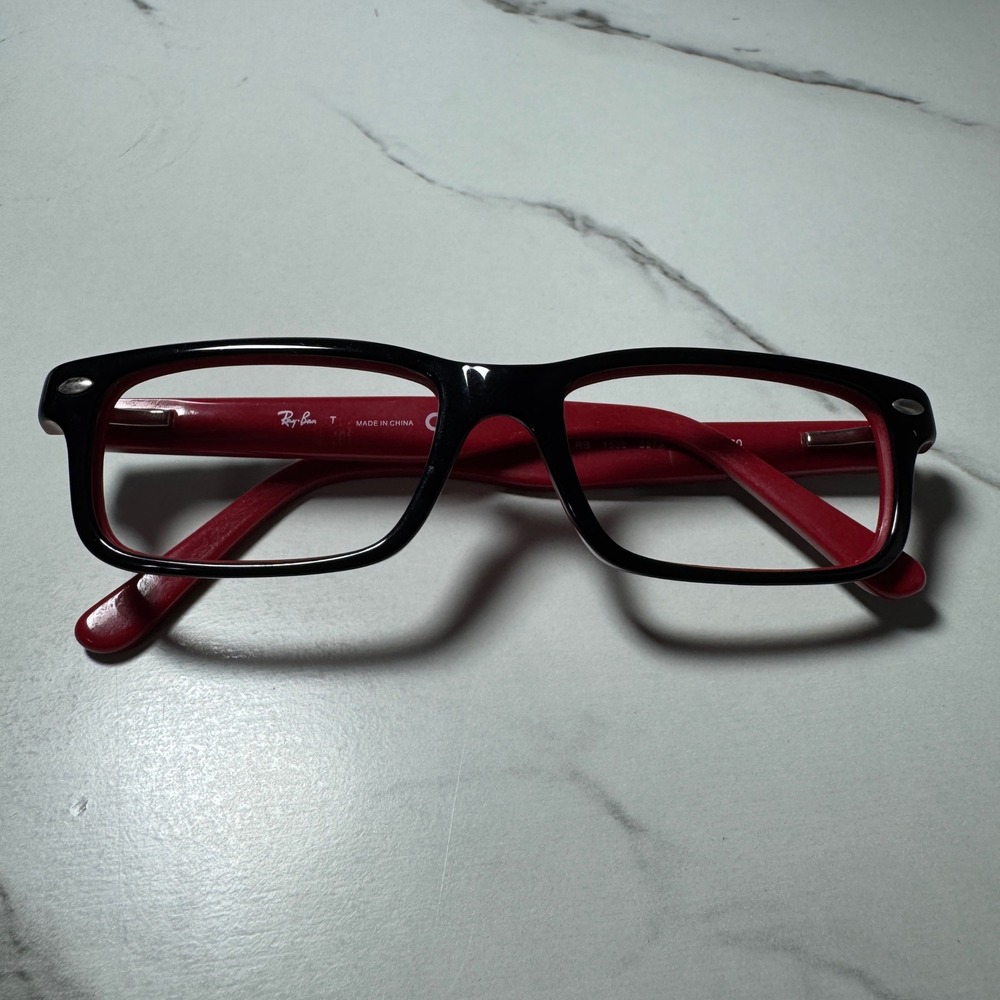 Ray-Ban RB 1535 3573 Black Red Rectangular Eyeglass Frames 48-16-130